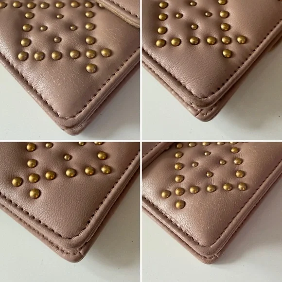 Christian Dior Dioraddict Studded Chain Wallet Blush Pink Leather - Picture 6 of 16